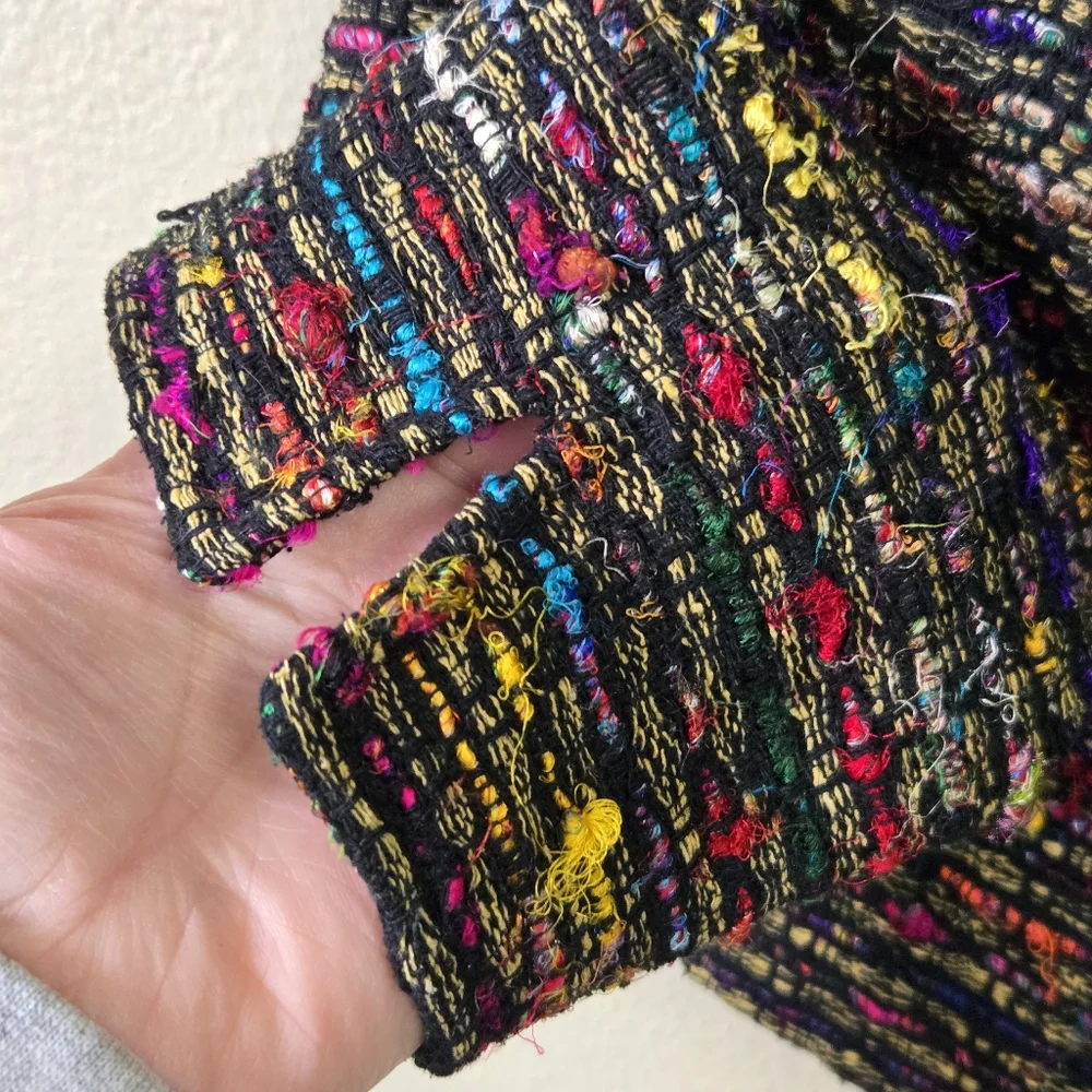 ANN MAY Size 6 Silk‎ Woven Dark Colorful Career Blazer Jacket Academia Old Money - Picture 2 of 12